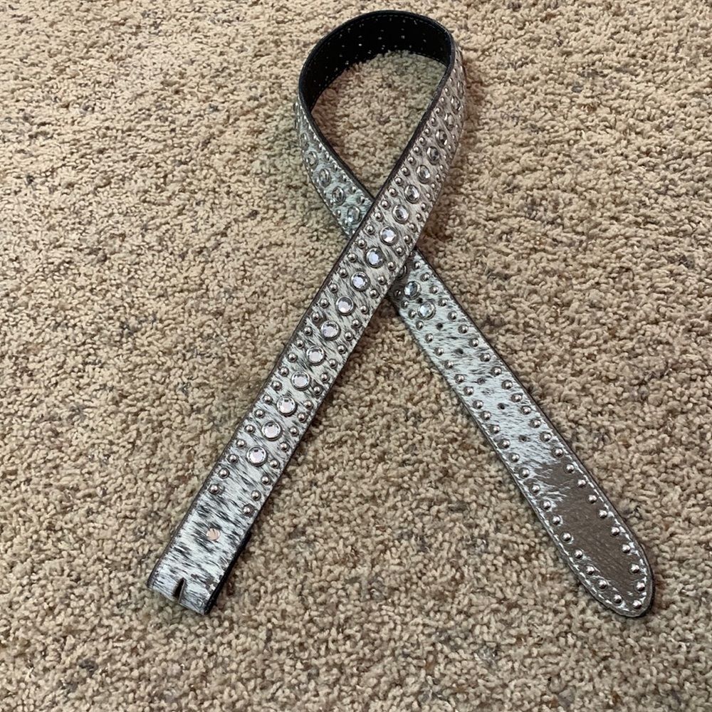 Rinestone leather and cowhide Belt